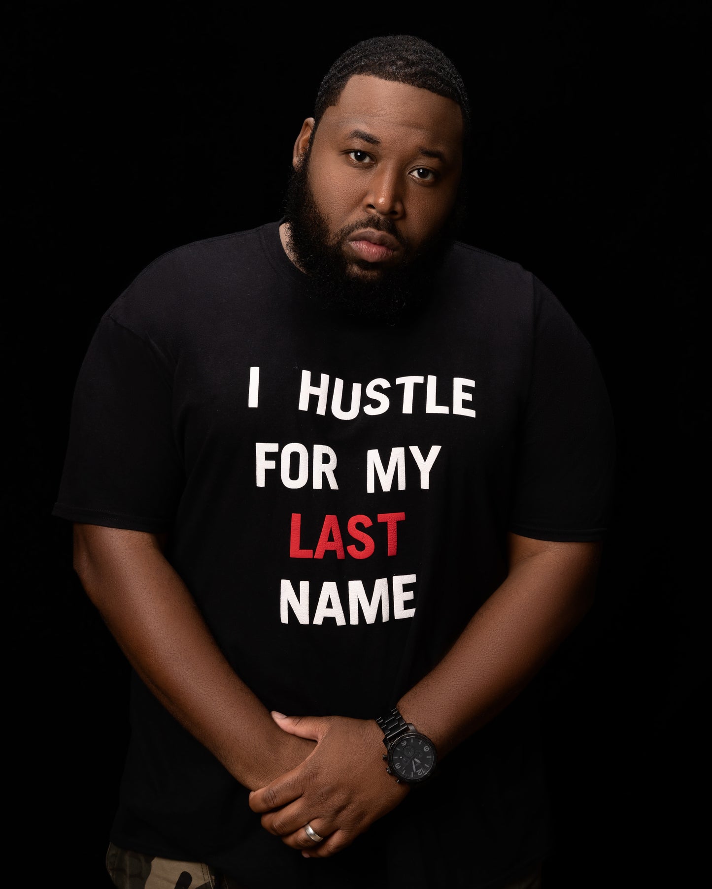 I Hustle For My Last Name Tee - Black